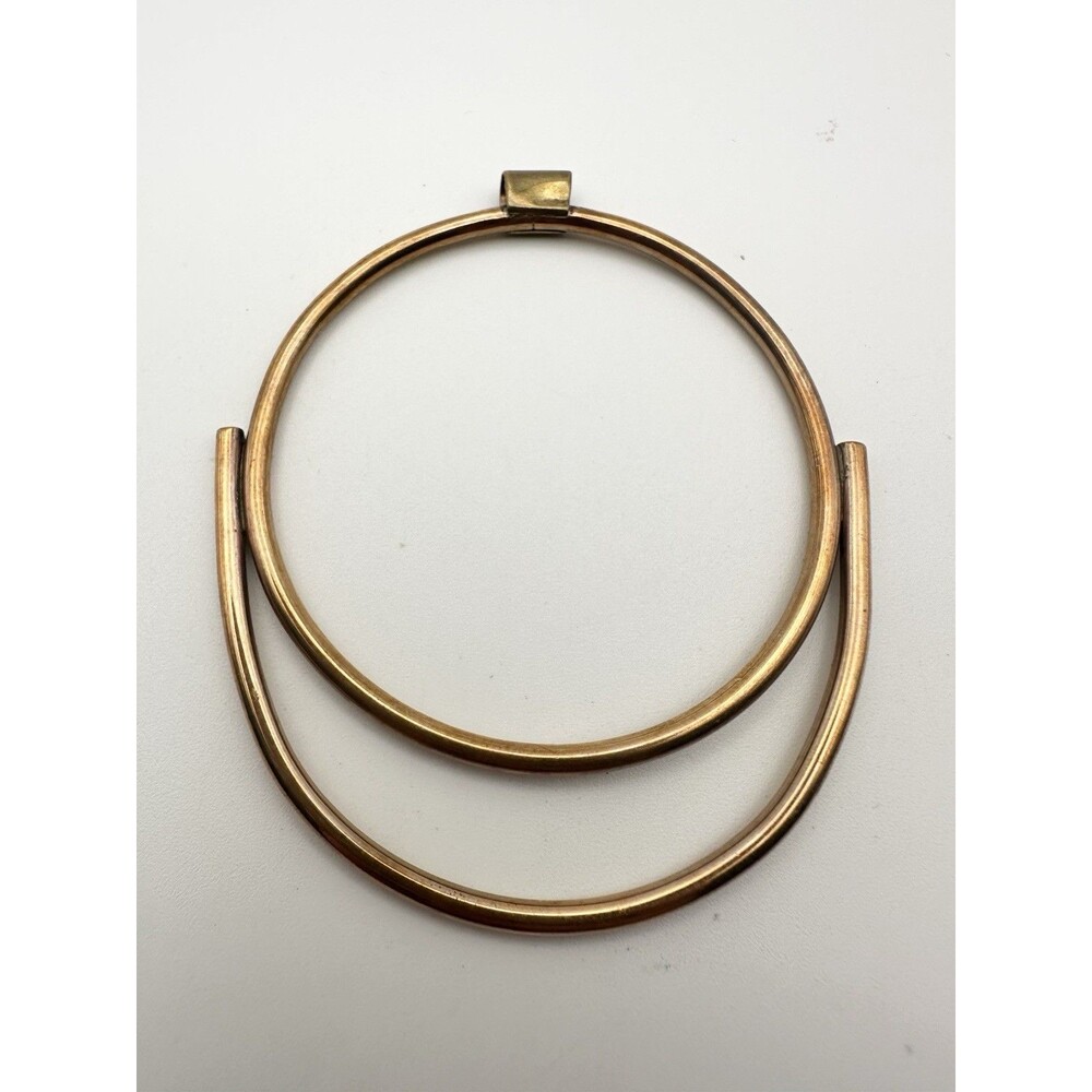 Vintage Artisan Handcrafted Copper Modernist Pendant Large Circle